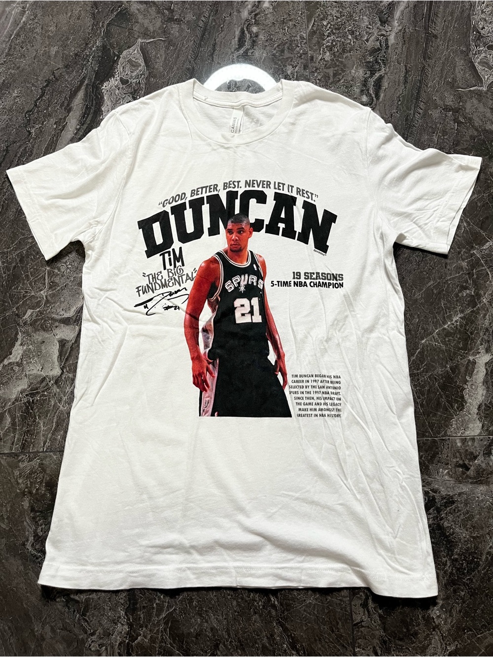 Tim Duncan Shirt Mens Medium San Antonio Spurs Graphic Rap Tee White M